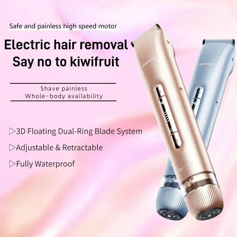 Dual-color electric hair removal trimmers with floating blade system and waterproof design