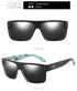 Black rectangular sunglasses with mirrored lenses, camouflage arms, plastic frame, modern fit.
