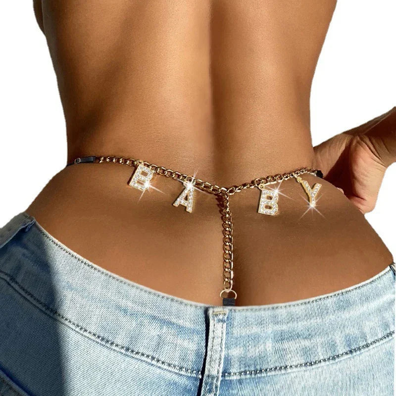 Gold waist chain with crystal &