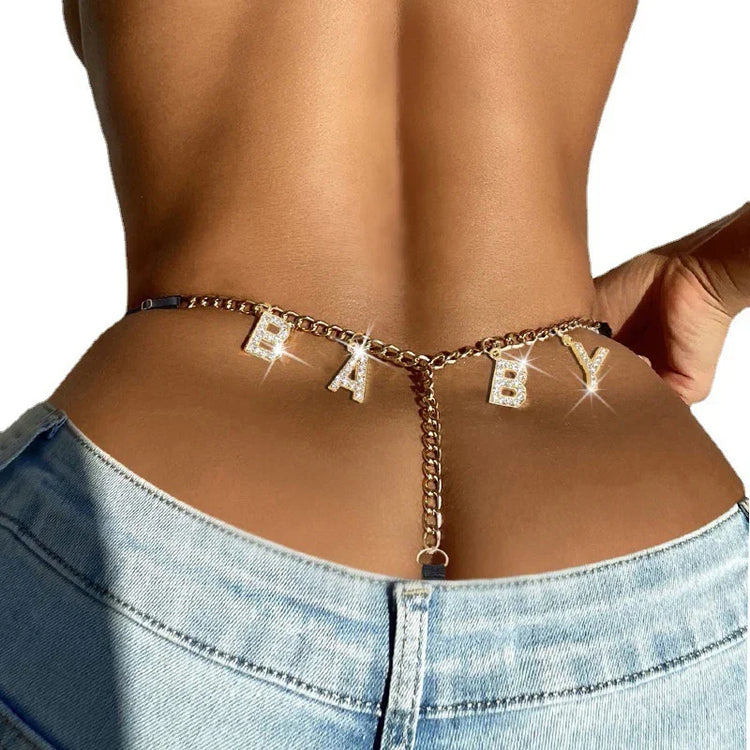 Gold waist chain with crystal &
