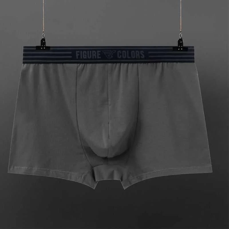 Men’s dark gray boxer briefs with black elastic waistband, soft stretch fabric, slim fit
