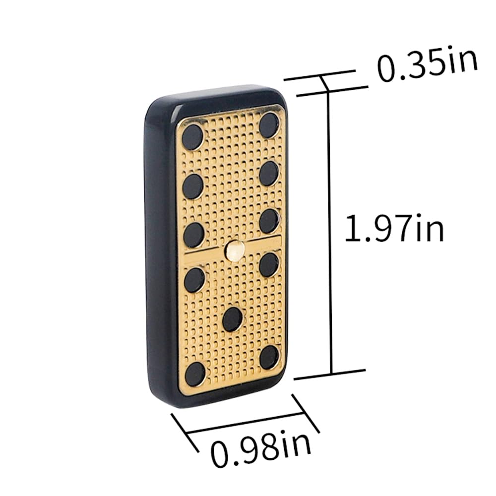 Bucher&Rossini Dominoes Set Double 6 - Claasic Black Domino's Game Set with Metal Surface for Adults and Kids Idea Gift Present for Domino Players or Family Game Night
