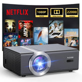 FUDONI Netflix Licensed Smart Projector 1080P Full HD with Dolby Sound and 22000 Lumens for indoor and outdoor use