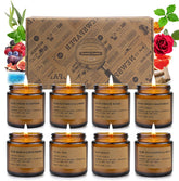 Feibao 8 Pack Candles amber jar soy wax aromatherapy scented candle gift set