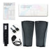 Gray mesh air compression leg massager sleeves with control unit and power adapter