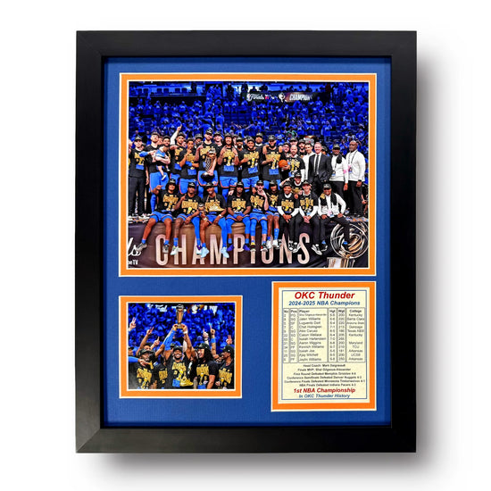 Oklahoma City Thunder (OKC) 2024-2025 NBA Finals Champions | Collectible Basketball Memorabilia | Framed Picture & Photo Collage Gift, Man Cave Wall Art, Home Decor (Podium, 12"x15")