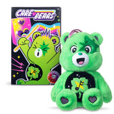 Green 14-inch Care Bears Rock-a-Lot Good Luck Bear plush with musical belly badge and star eye detail