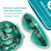 Medi Grade reusable cooling ice face mask and eye mask for puffy eyes and migraine relief with ChillGel technology and carrying bag