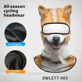 Cycling balaclava with dog print, ice silk and thermal velvet material, full face cover