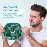 Man holding Medi Grade Cooling Ice Face Mask with increased gel volume for superior contouring and cooling effect
