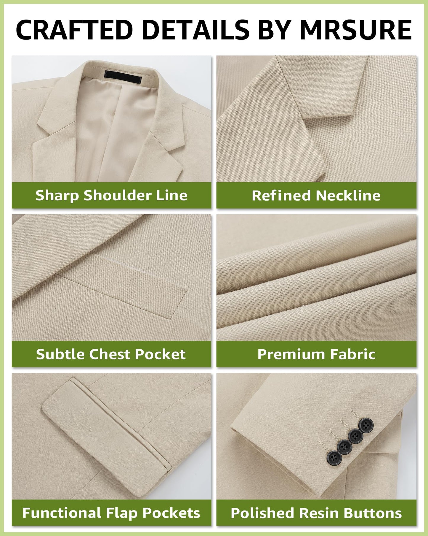 MrSure Mens 2 Piece Regular Fit Linen Suit, Casual Blazer Pants Set, Lightweight Jacket Trouser for Wedding Prom Carbon Medium