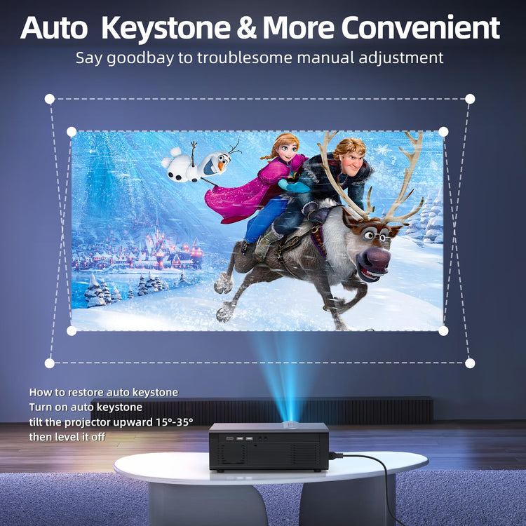 Netflix Licensed Smart Projector FUDONI with auto keystone, native 1080P, 4K support, WiFi 6, Bluetooth, indoor/outdoor use