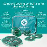 Medi Grade Cooling Ice Face Mask and Eye Pads set with cool bag for puffiness and migraine relief