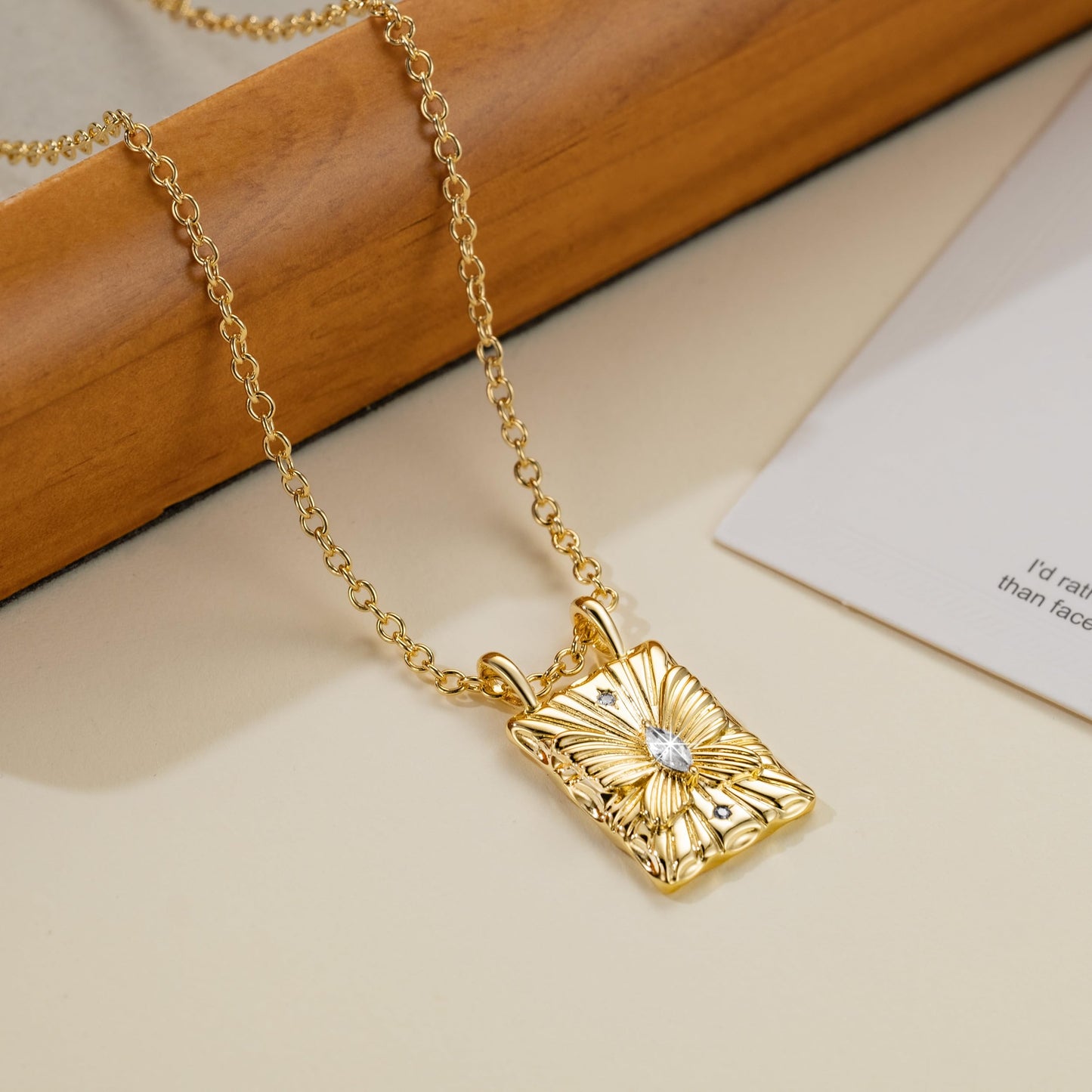 14K Gold Necklaces for Women Gold Pendant Necklaces for Women Unique Square Butterfly Pendant Trendy Simple yet Full of Character Butterfly Necklace for Womens
