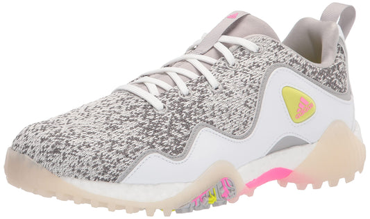 adidas Women's CodeChaos 21 Primeblue Spikeless Golf Shoes, Footwear White/Screaming Pink/Grey Two, 9.5