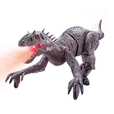 Gray robotic dinosaur toy with textured details and red LED eyes, breathing light effect