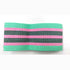 Wide elastic headband in mint green with pink and black stripes, textured fabric