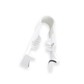 White plastic clip tool with curved ends, minimalist design, isolated on white background
