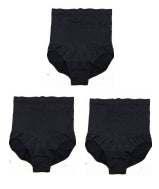 Three pairs of high-waisted black seamless women&