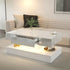 Modern white marble coffee table with hidden storage drawer and minimalist decor in living room