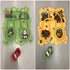 Two colorful puzzle play mats with cartoon car tracks and toy cars, animal and dinosaur themed.