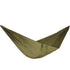 Olive green lightweight nylon hammock with relaxed fit and attached storage pocket