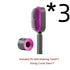Modern 3D self-cleaning hairbrush with pink and black design, ergonomic handle, detachable base.