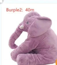 Plush purple elephant toy, soft fabric, sitting position, 40cm size.