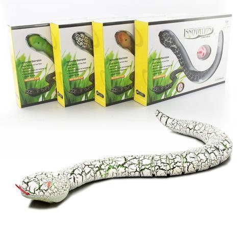 Realistic white and black cracked texture snake toy with flexible, lifelike design