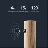 Wood finish motion sensor light with 4m distance and 120 degree sensing range