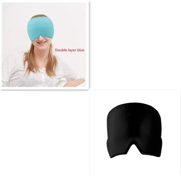 Double layer blue and black stretch fabric face mask, soft and full coverage for comfortable fit.