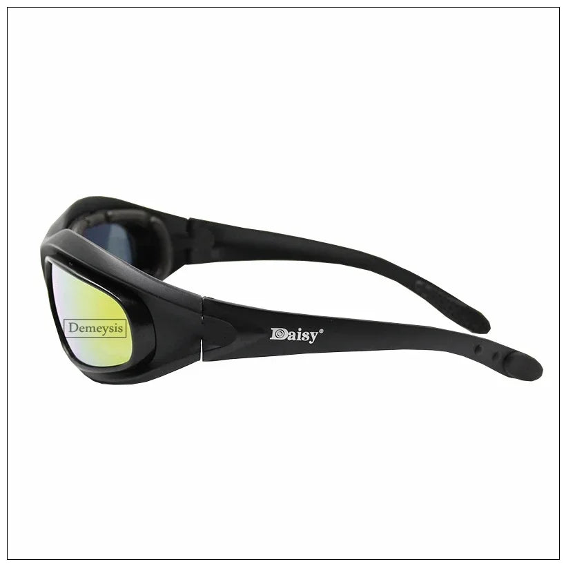 Futuristic black wraparound sunglasses with mirrored yellow-tint lenses, sporty fit