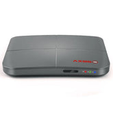 Sleek gray tech device with smooth matte finish, compact design, and LED indicator lights on front panel.