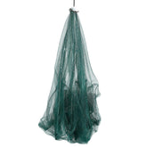 Loose-fitting green mesh net material hanging, textured and lightweight fabric