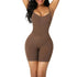 Brown seamless bodycon shapewear bodysuit with adjustable straps, snug fit