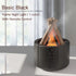 Black cylindrical flame night light with remote control and faux wood logs, modern design