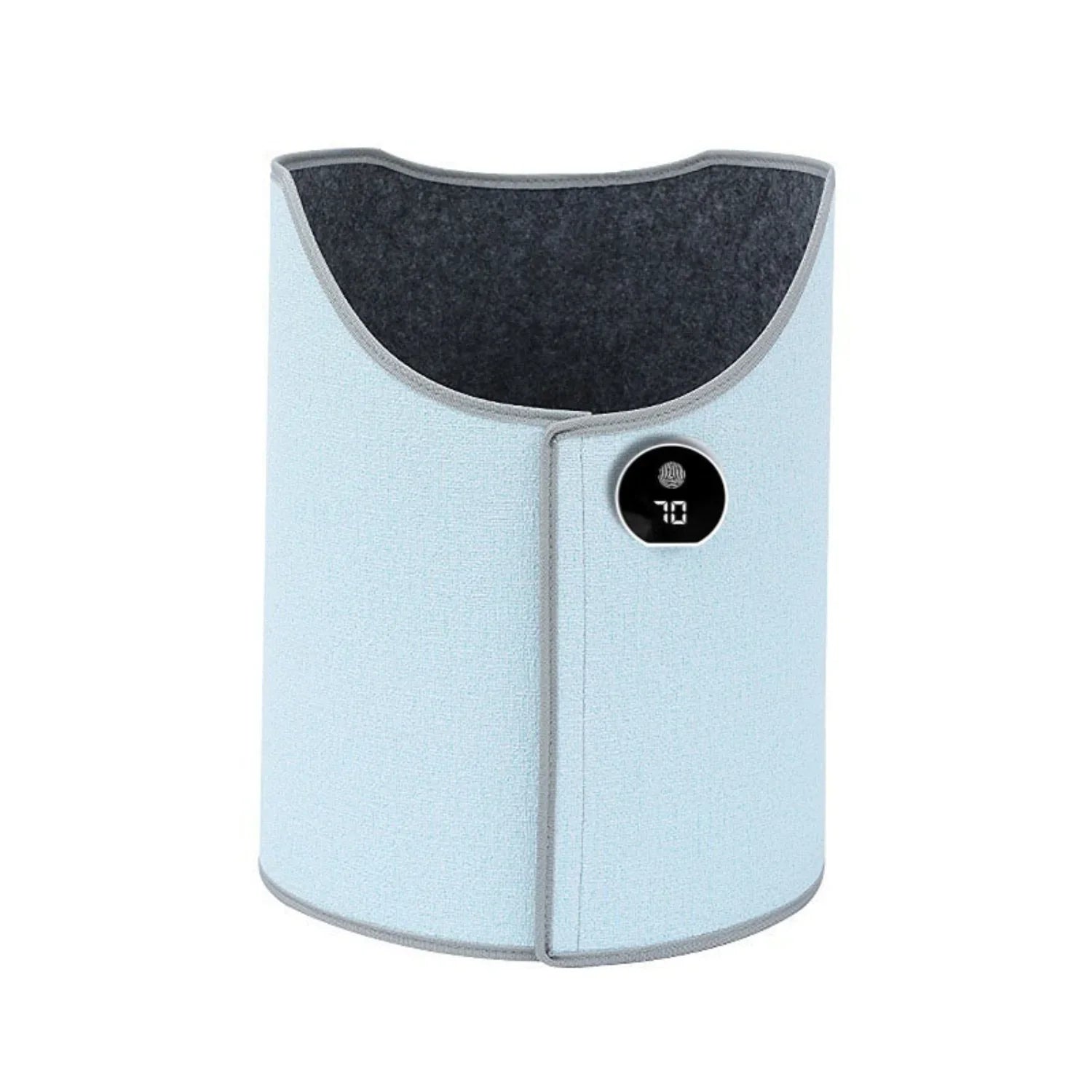 Light blue adjustable wearable heating belt with digital display and soft fabric material
