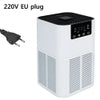 White air purifier with digital display and EU plug, sleek modern design for home use