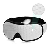 White breathable sleep mask with black trim, soft padded fabric, ergonomic fit