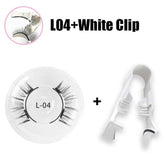 Black faux mink false eyelashes set with white plastic lash applicator clip
