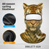 Tiger print balaclava with ear details in ice silk or thermal velvet, full face coverage, unisex fit.