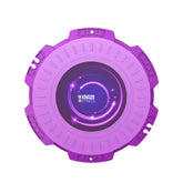 Round purple futuristic fitness accessory with textured grip and glowing LED details