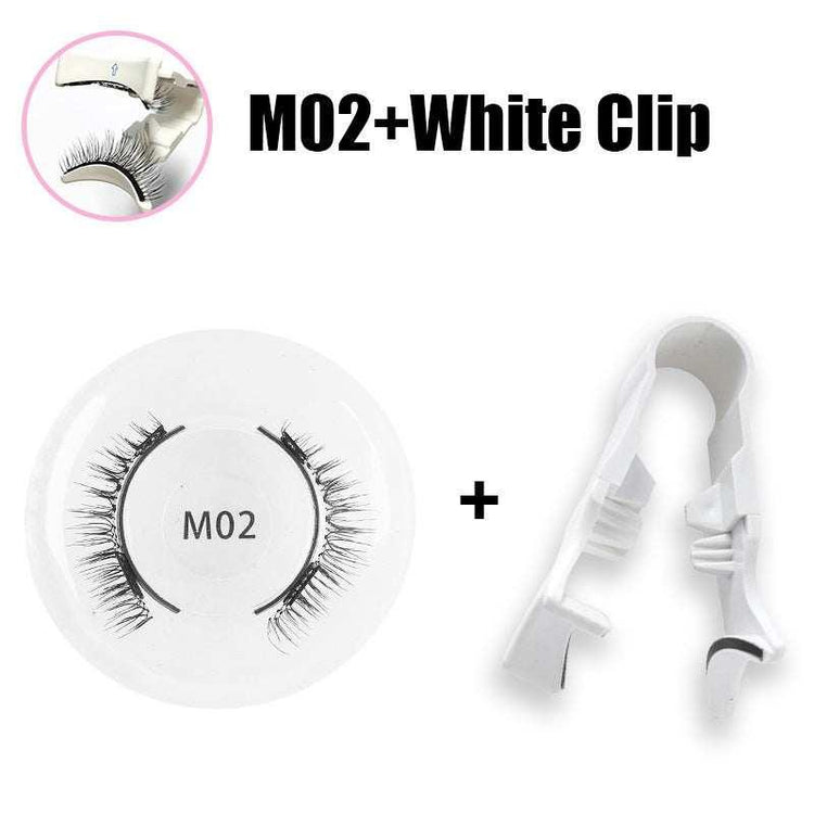 False eyelashes M02 style with a lightweight white applicator clip, natural look