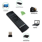 Black wireless remote control with USB receiver for computer, projector, desktop, laptop, and Android box