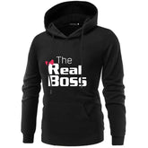 Black cotton hoodie with &