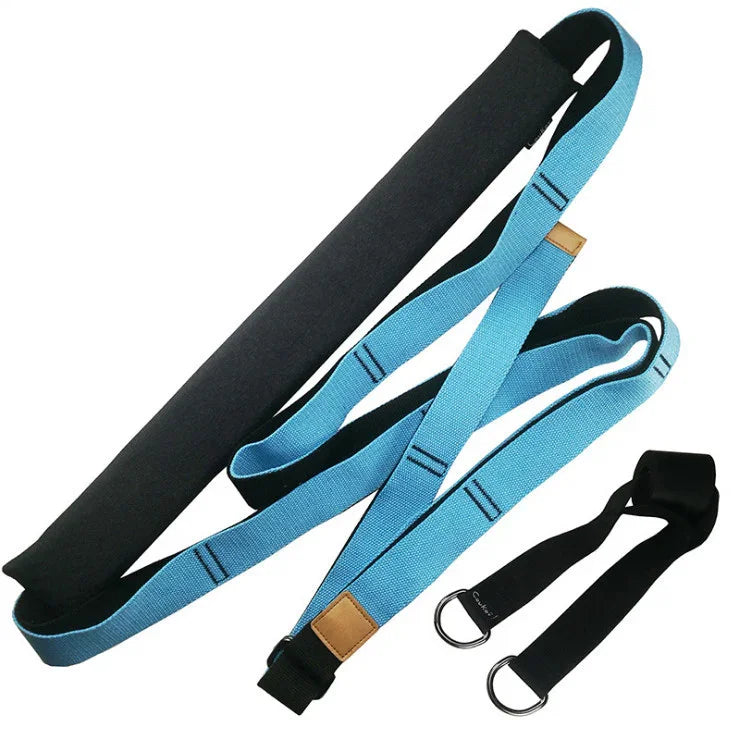 Blue and black adjustable nylon strap with metal D-rings, minimalist modern accessory