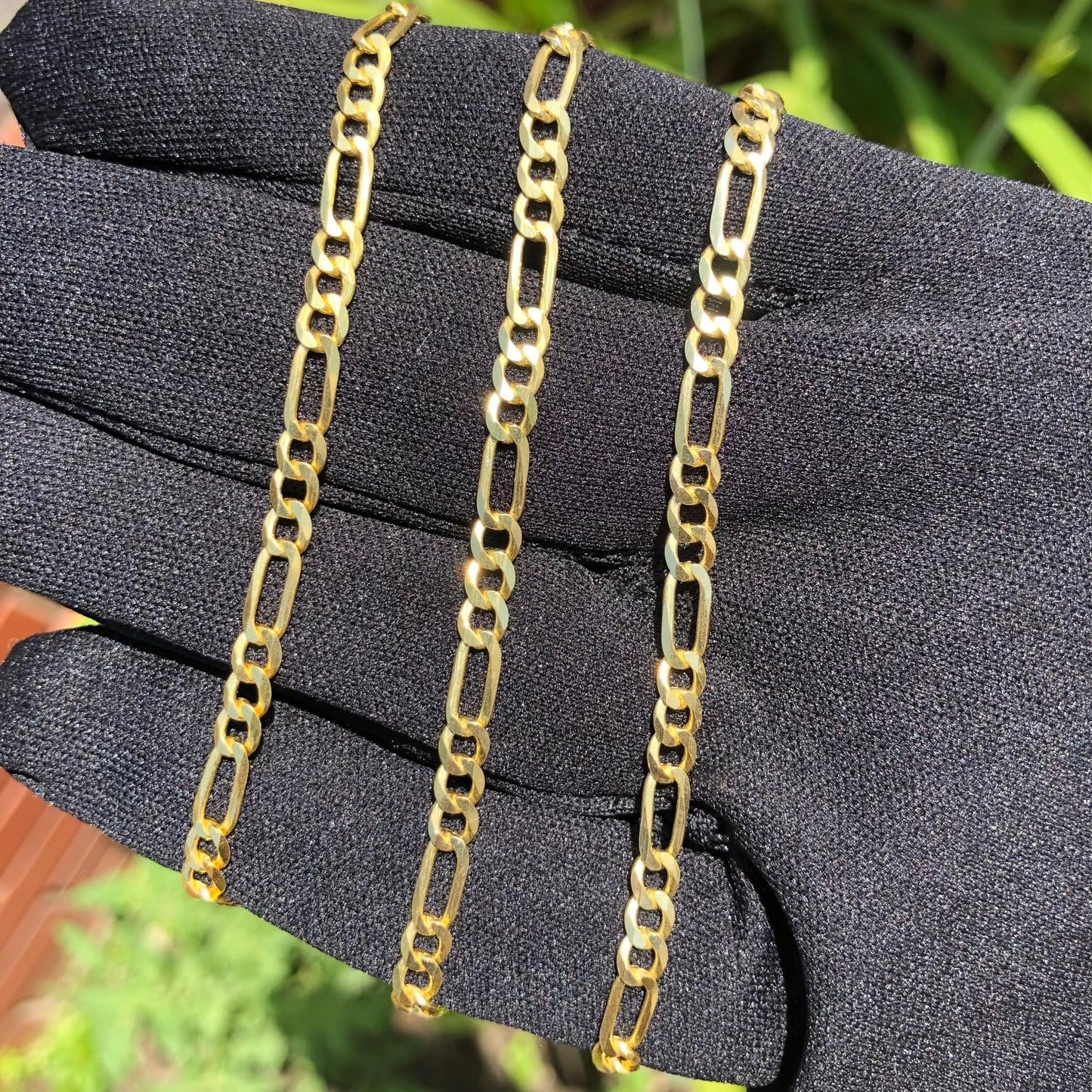 Golds Real Genuine Solid 1/20 14K Yellow Gold Figaro Link Bracelet 3 mm 7 Inch for Men and Women