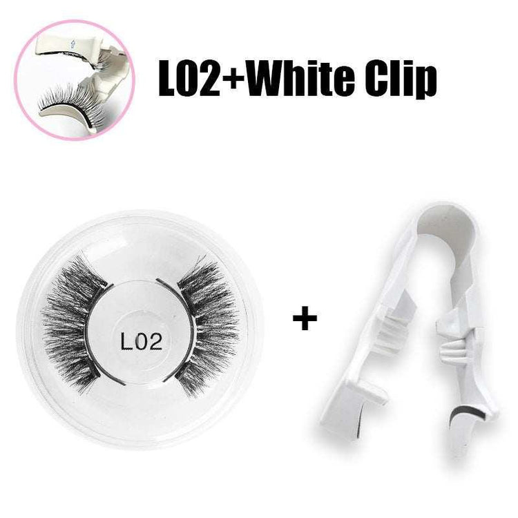 Black false eyelashes in clear case with white plastic application clip