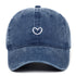 Blue retro small love embroidered cotton peaked cap with dome crown and adjustable size