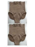High-waisted, beige seamless shapewear briefs with a smooth, fitted design